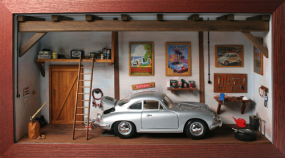 Diorama Klassikwerkstatt 1:18 mit Modellauto